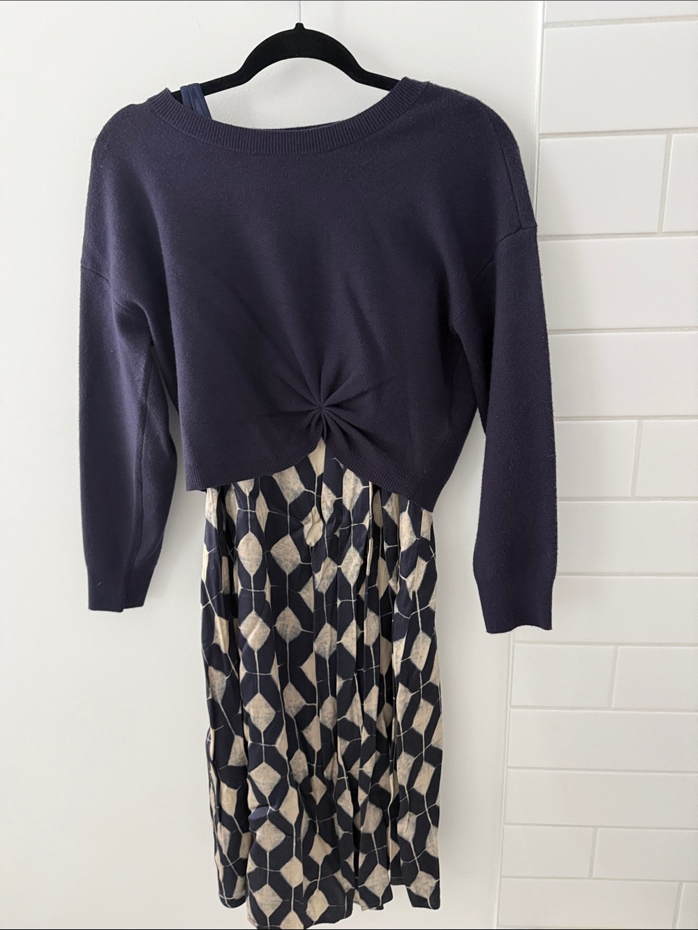 Anthropologie Navy Twist-Front Dress